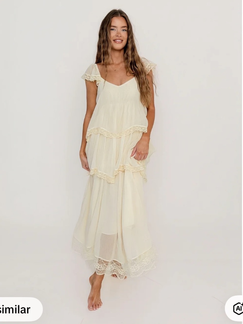 NWT Worth Collective Nicola Maxi Dress in Light Beige